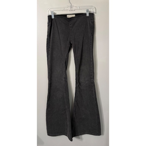 Free People We The Free Penny Stretch Pull On Flare Jeans Faded Blk/Gy Bell - Picture 1 of 9